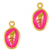 Breloques en m&eacute;tal DQ coquillage Dor&eacute;-rose fuchsia n&eacute;on (sans nickel)