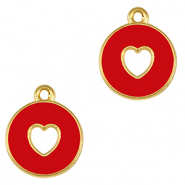 Breloques en métal DQ coeur Doré-rouge (sans nickel)