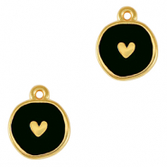 Breloques en m&eacute;tal DQ coeur Dor&eacute;-noir (sans nickel)