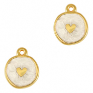 Breloques en métal DQ coeur Doré-blanc nacré (sans nickel)