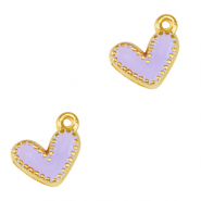 Breloques en métal DQ coeur Doré-violet lavande (sans nickel)