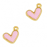 Breloques en métal DQ coeur Doré-rose lilas (sans nickel)