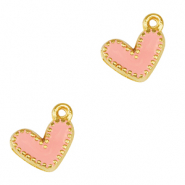 Breloques en métal DQ coeur Doré-rose saumon (sans nickel)