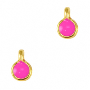 Breloques en m&eacute;tal DQ 5mm Dor&eacute;-rose fuchsia n&eacute;on (sans nickel)