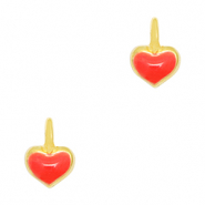 Breloques en métal DQ coeur Doré-rouge (sans nickel)