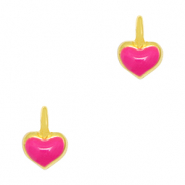 Breloques en métal DQ coeur Doré-rose fuchsia néon (sans nickel)