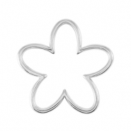 Breloques en métal DQ breloque / connecteur fleur Argenté antique (sans nickel)