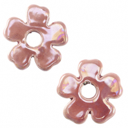 Perles en c&eacute;ramique DQ grecque fleur Rose magenta