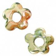 Perles en c&eacute;ramique DQ grecque fleur Vert clair-orange