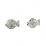 Perles en métal DQ poisson Argenté antique (sans nickel)