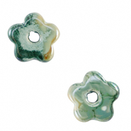 Perles en c&eacute;ramique DQ grecque fleur Vert vague oc&eacute;ane-marron