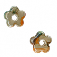 Perles en c&eacute;ramique DQ grecque fleur Vert clair-orange