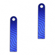 Pendentifs accroche-regard barre vague Bleu royal métallique