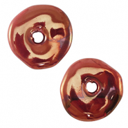 Perles en c&eacute;ramique DQ grecque donut Orange r&eacute;colte-marron