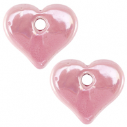Perles en c&eacute;ramique DQ grecque coeur Rose