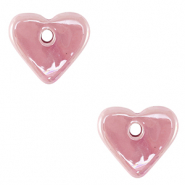 Perles en c&eacute;ramique DQ grecque coeur Rose