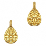 Breloques en métal DQ goutte mandala Doré (sans nickel)