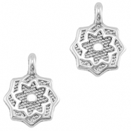 Breloques en métal DQ fleur Argenté antique (sans nickel)