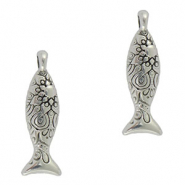 Breloques en métal DQ poisson Argenté antique (sans nickel)