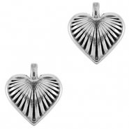 Breloques en métal DQ coeur Argenté antique (sans nickel)