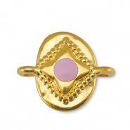 Breloques en métal DQ connecteur ovale Rose clair-Doré (sans nickel)