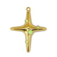 Breloques en métal DQ croix Jaune citron-Doré (sans nickel)