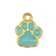 Breloques en métal DQ patte de chien Bleu menthe-Doré (sans nickel)