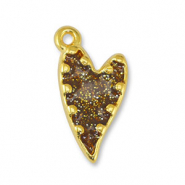 Breloques en métal DQ coeur Pailleté Topaz-Doré (sans nickel)