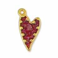 Breloques en métal DQ coeur Pailleté Rouge-Doré (sans nickel)