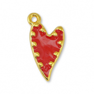 Breloques en métal DQ coeur Perle Rouge-Doré (sans nickel)