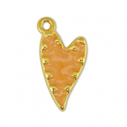 Breloques en métal DQ coeur Perle Orange clair-Doré (sans nickel)