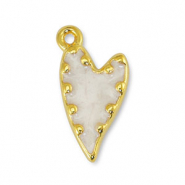 Breloques en métal DQ coeur Perle Blanc-Doré (sans nickel)