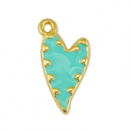 Breloques en métal DQ coeur Veraman Bleu-Doré (sans nickel)