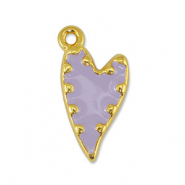 Breloques en métal DQ coeur Lilas-Doré (sans nickel)