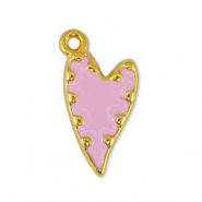 Breloques en métal DQ coeur Rose clair-Doré (sans nickel)