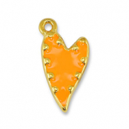 Breloques en métal DQ coeur Orange-Doré (sans nickel)
