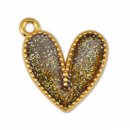 Breloques en métal DQ coeur Pailleté Topaz-Doré (sans nickel)