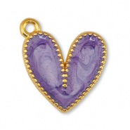 Breloques en métal DQ coeur Perle Violet-Doré (sans nickel)