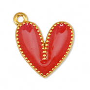 Breloques en métal DQ coeur Perle Rouge-Doré (sans nickel)