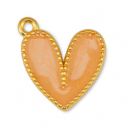 Breloques en métal DQ coeur Perle Orange clair-Doré (sans nickel)