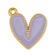 Breloques en métal DQ coeur Lilas-Doré (sans nickel)