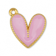 Breloques en métal DQ coeur Rose clair-Doré (sans nickel)