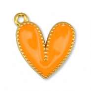 Breloques en métal DQ coeur Orange-Doré (sans nickel)