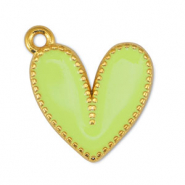 Breloques en métal DQ coeur Jaune citron-Doré (sans nickel)