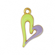Breloques en métal DQ coeur Jaune citron-Lilas-Doré (sans nickel)