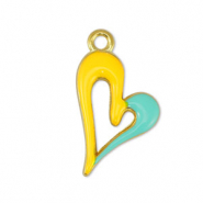 Breloques en métal DQ coeur Jaune-Veraman Bleu-Doré (sans nickel)