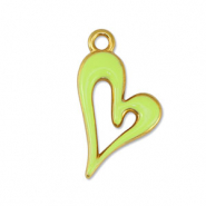 Breloques en métal DQ coeur Jaune citron-Doré (sans nickel)