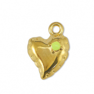 Breloques en métal DQ coeur Jaune citron-Doré (sans nickel)