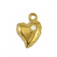 Breloques en métal DQ coeur Blanc cassé-Doré (sans nickel)