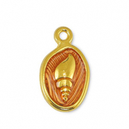Breloques en métal DQ coquille Transparent Orange-Doré (sans nickel)